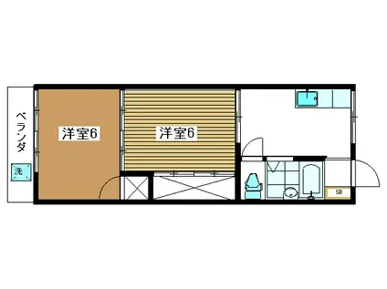 貸コーポ 2K 中馬込2丁目(2K/2階)の間取り写真