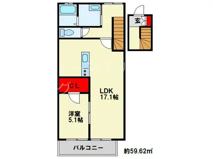 LA CASA FELICE(1LDK/2階)の間取り写真
