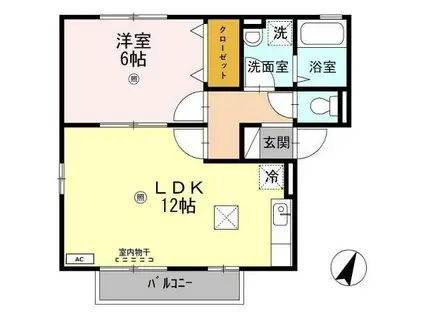 ヴィクトワールK-III(1LDK/1階)の間取り写真