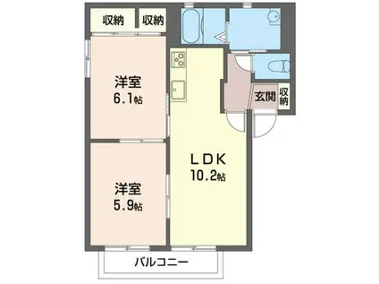 ファミール I(2LDK/1階)の間取り写真