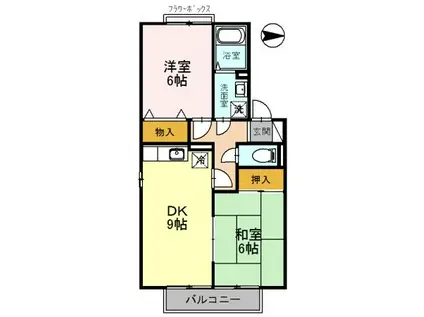カーサリンピオ B棟(2DK/2階)の間取り写真