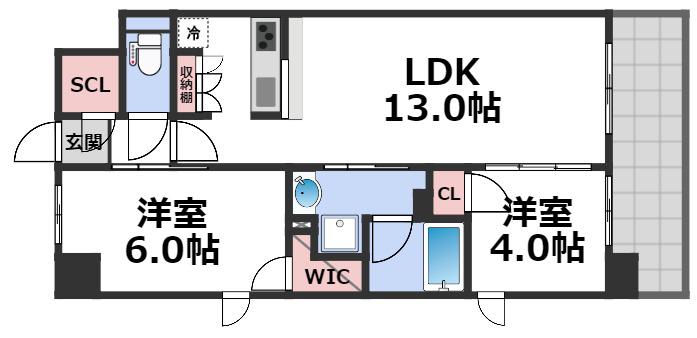 ヴェルテックス(2LDK/6階)の間取り写真