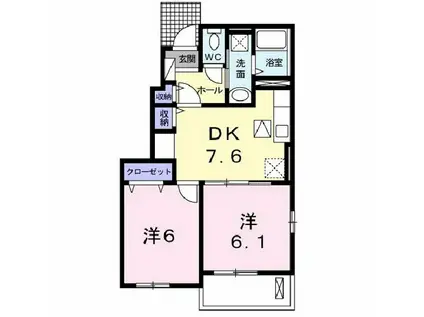 ルピナスS(2DK/1階)の間取り写真