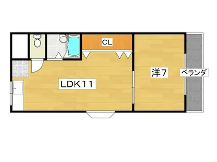 MKハイツ(1LDK/3階)の間取り写真