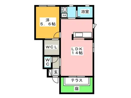 ファミール北川II(1LDK/1階)の間取り写真