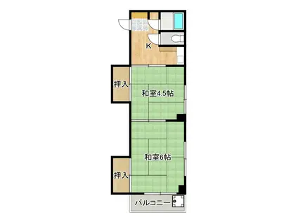 村上マンション(2K/4階)の間取り写真