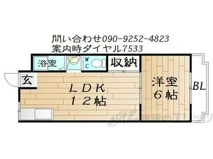 和ハイツIII(1LDK/2階)の間取り写真