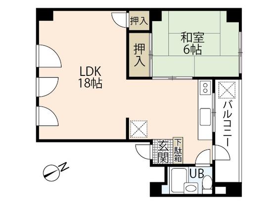 大田ビル(1LDK/4階)の間取り写真
