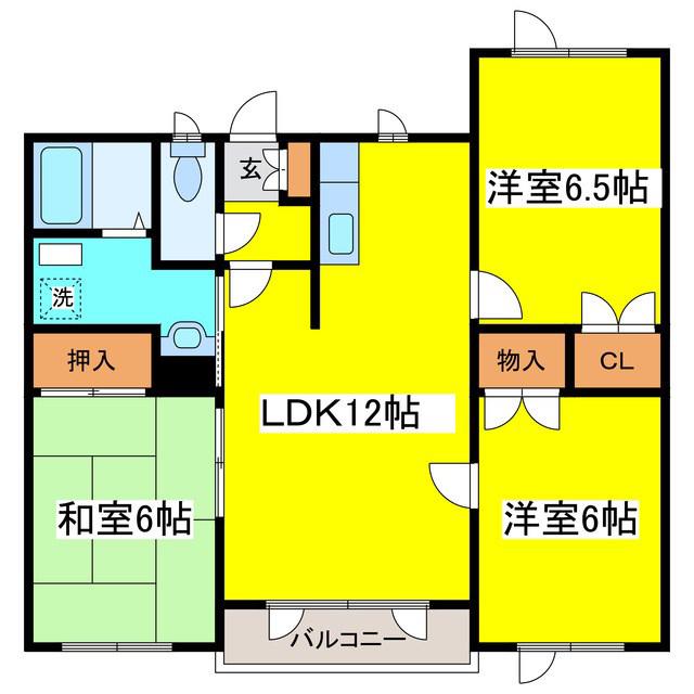 メゾンつちや(3LDK/2階)の間取り写真