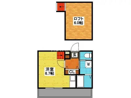 MODERN西山(ワンルーム/2階)の間取り写真