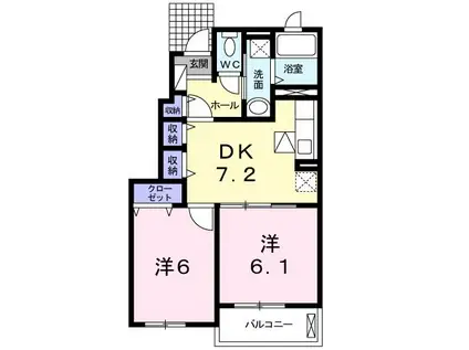 レガート(2DK/1階)の間取り写真