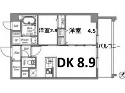 ファーストフィオーレ東灘(2DK/2階)の間取り写真