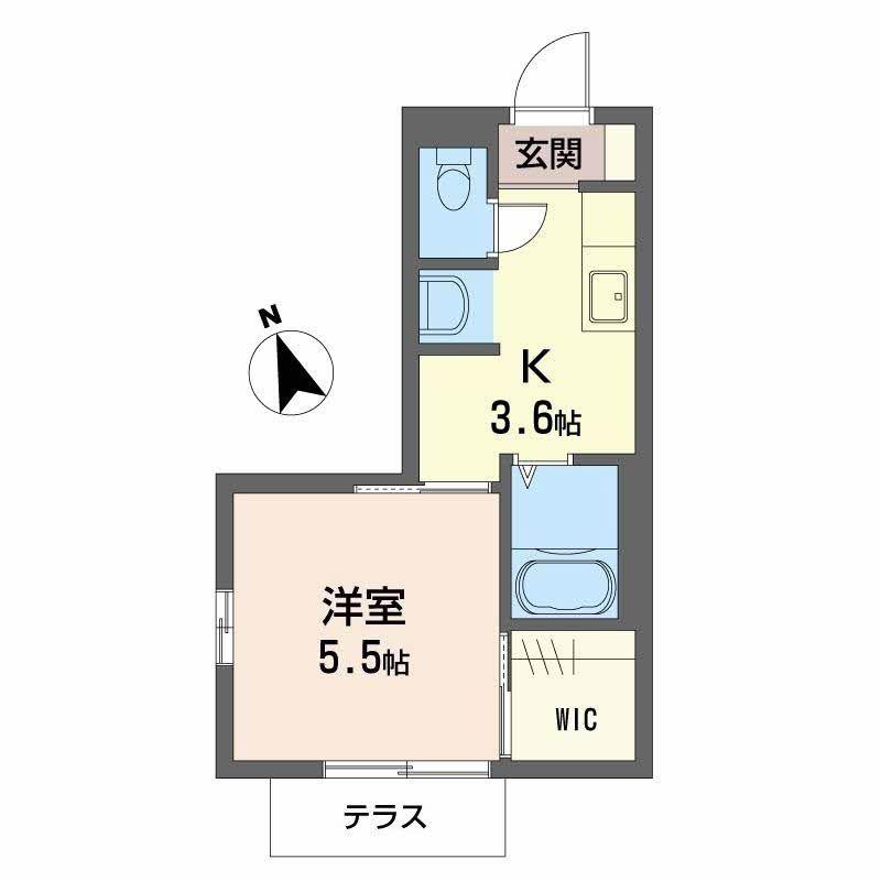 マノワールAB(1K/1階)の間取り写真