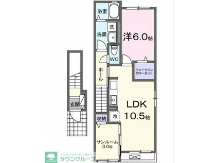 フォリアIII(1LDK/2階)の間取り写真