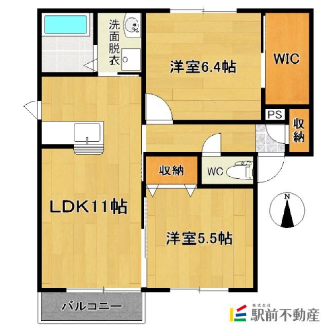 サンライズ969 B(2LDK/1階)の間取り写真