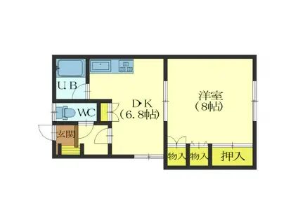 日乃出町一棟三戸(1DK/1階)の間取り写真