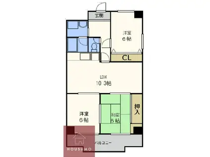 グリーンパレス千里中央B棟(3LDK/1階)の間取り写真