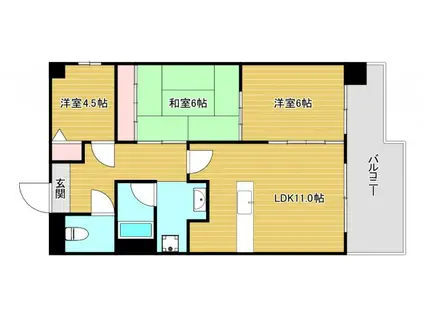 テンフォーティー(3LDK/6階)の間取り写真