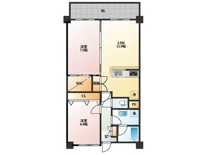 パークサイド花園(2LDK/2階)の間取り写真