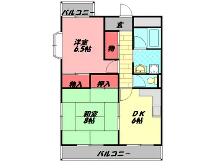 文夫ハイツII(2DK/2階)の間取り写真