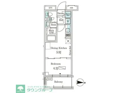 パークアクシス本所・親水公園(1DK/9階)の間取り写真