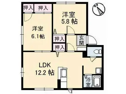 シーサイドDIAS D(2LDK/2階)の間取り写真