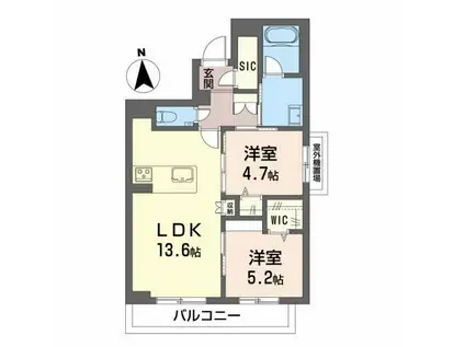 グランドパレス田迎小前(2LDK/3階)の間取り写真