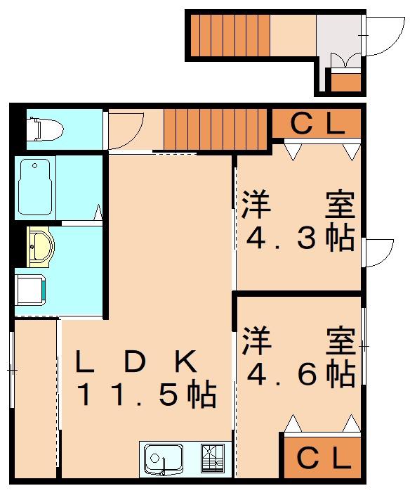 プランドール リサ(2LDK/2階)の間取り写真