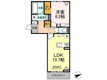 グランヴェルジェ芦原(1LDK/3階)の間取り写真