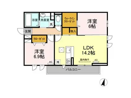 D-ROOM RAFFINE(2LDK/1階)の間取り写真