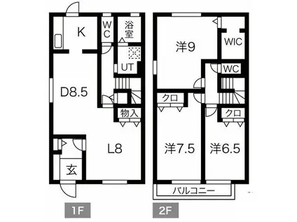 松ノ内テラスハウス(3LDK/1階)の間取り写真