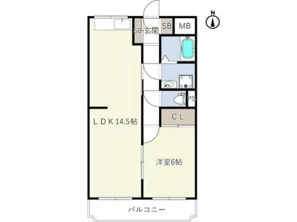 フェリス上柴(1LDK/1階)の間取り写真