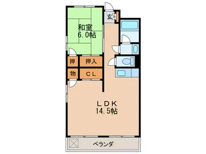 NTビル白壁(1LDK/6階)の間取り写真