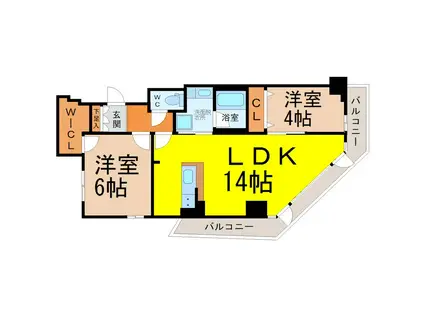 RESIDENCE TACHIBANA(2LDK/3階)の間取り写真