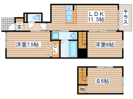 メリファ東仙台II(2SLDK/1階)の間取り写真