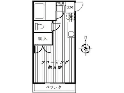 松井アパート(ワンルーム/2階)の間取り写真