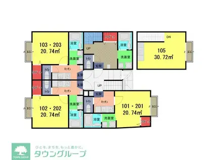 アズリア岩槻(1K/2階)の間取り写真