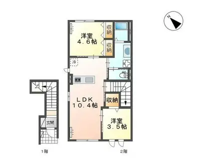 ルナ・ピエーナII(2LDK/2階)の間取り写真