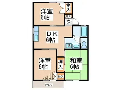 セジュール陽光台(3DK/1階)の間取り写真