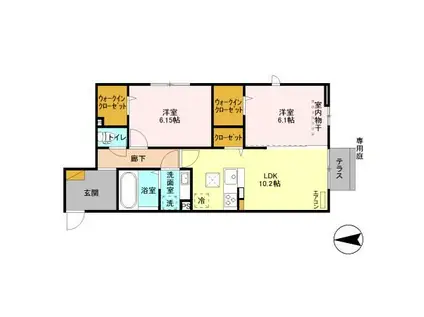 マレオッド岬(2LDK/1階)の間取り写真