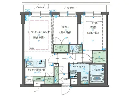 ファインクラス札幌琴似(2LDK/4階)の間取り写真