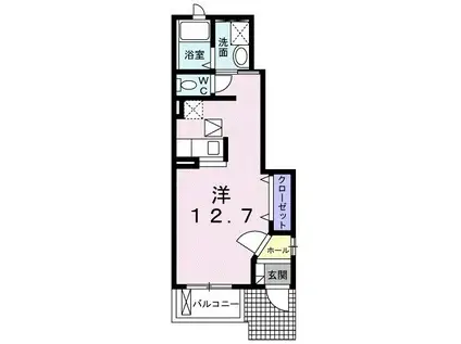 カーサ・フェビアン(ワンルーム/1階)の間取り写真