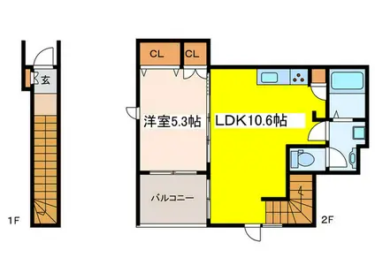 メノウ コート(1LDK/2階)の間取り写真