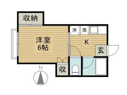 ソーレムわかたけ(1K/1階)の間取り写真