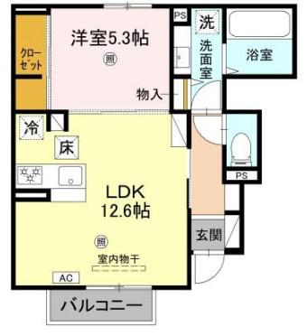 ヴィラーチェII(1LDK/1階)の間取り写真