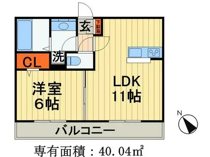 アゼリア(1LDK/2階)の間取り写真