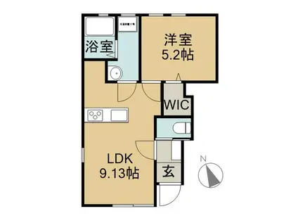 リーブルファイン東磯山(1LDK/1階)の間取り写真