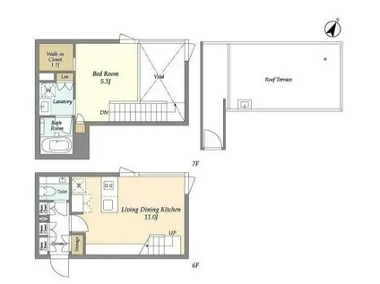 COEUR BLANC TAKANAWA クールブラン高輪(1LDK/6階)の間取り写真