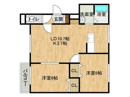 CHOCOLAT(2LDK/1階)の間取り写真