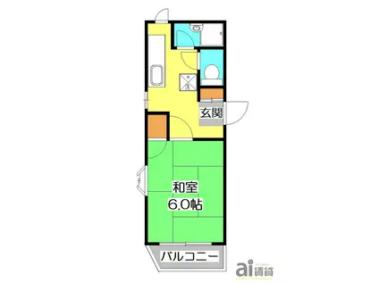 ラスター小手指(1DK/3階)の間取り写真